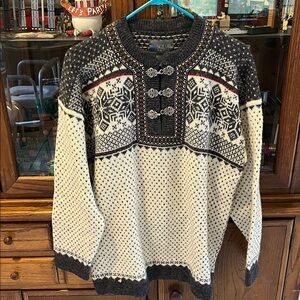Squaw Valley Norwegian-Style Wool Sweater - Cream & Charcoal